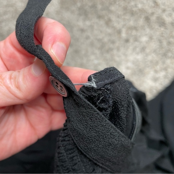 Madewell Smocked Crop Wide Leg Jumpsuit in True Black 2 H1084 - Picture 16 of 16